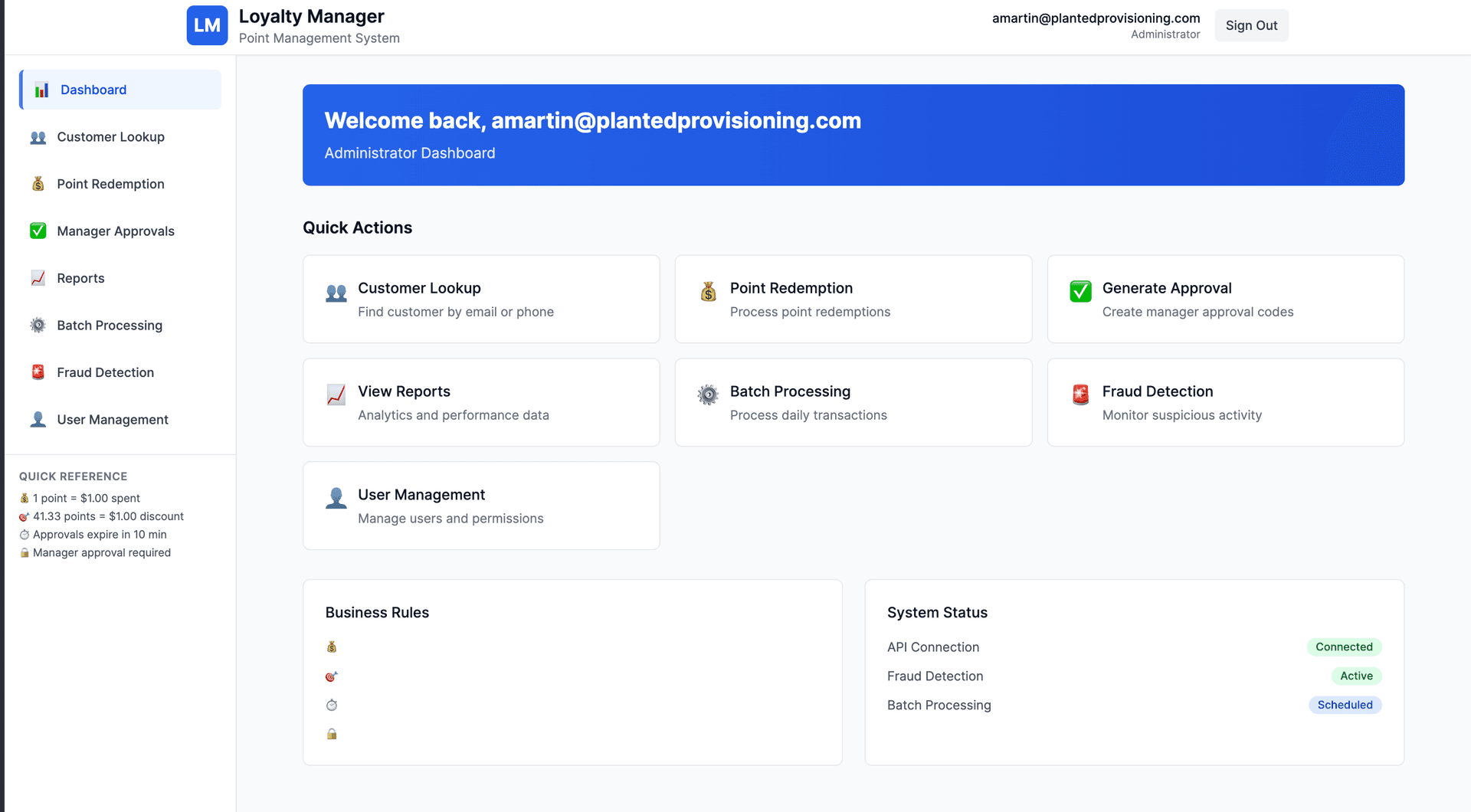 Loyalty Program Manager App Interface